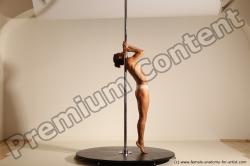 Nude Gymnastic poses Woman White Slim long brown Dancing Dynamic poses Pinup